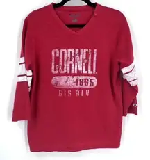 Champion Red Cornell 1865 V-Neck Sweater Size‎ Small unisex