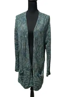 Chadwicks Teal Knit Cardigan | Long Open Sweater w/ Pockets