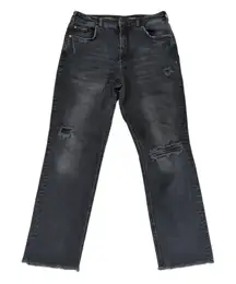 Pilcro Vintage Straight Leg Jeans Black Distressed Women's 32‎ Stretch High-Rise