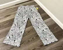 Peanuts Gray and Black Cartoon Sweat Pants