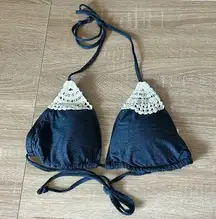 L Space denim print bikini top