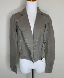 Michael Stars Khaki Military Style Jacket XS Moto Army Green Taupe