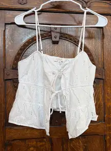 Kirious white top with front tie and flower pattern