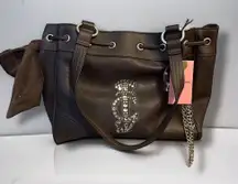 Juicy Couture chocolate jeweled crown daydreamer tote bag