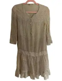 Love Milla Silk Ditzy Star Print Smock Boho Dress Medium