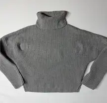 Abercrombie & Fitch women's Grey Ribbed Turtleneck Sweater Cropped medium