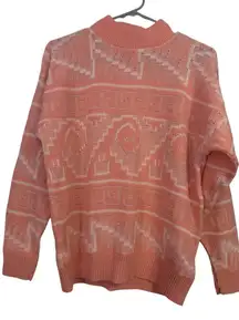 Jolie Pink &‎ White Long Sleeve Sweater Size M Easter Spring Light weight