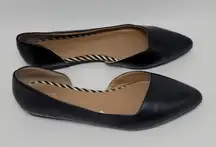Chinese Laundry Pointed Toe Side Cutout Black D'Orsay Flat Shoe Size 7