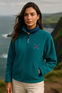 Vintage Bugle Boy Fleece Jacket Gorpcore Granola Quiet Luxury Old Money Academia