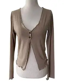 Caution To The Wind Brown Knit Cardigan Women Sweater Size Medium | 63-8