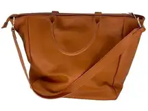 Womens Vegan Leather Tote Saddle Shoulder Handbag Camel Tan Large