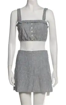 Reformation Blue Linen Two-Piece Skirt Set Size 4