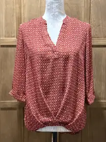 Women's Timing Red Diamond Pattern Blouse.