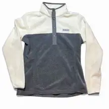 Columbia Fleece Pullover Half Snap Benton Springs White Gray Women's Medium Warm