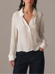 J. Crew Bungalow popover shirt in crepe de chine Small