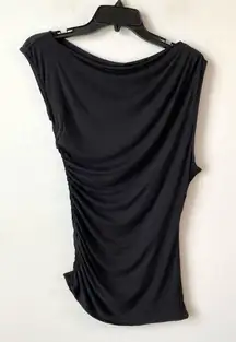 Naked Wardrobe Smooth Off The Shoulder Asymmetrical Ruched Top Black S