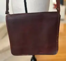 Vintage Unbranded Chocolate Brown Leather Crossbody Satchel 10x11 inches