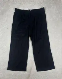 Abercrombie & Fitch Linen Blend Tailored Wide Leg Pant Women 35/20s Black Sloane