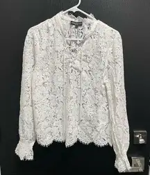 NWT Generation Love Ivy Lace long sleeved cuff Blouse in White Sz Medium $200