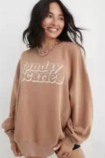 AE Aerie Sunday Scaries oversized Sweatshirt Sz Med Soft Oversized Crewneck