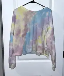 Colsie/Target Rainbow Tie Dye Cropped Crewneck Sweatshirt Size: L
