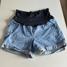 Old Navy Maternity Denim Shorts Distressed Cuffed Size 14 Light Wash