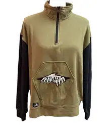 Lurking Class by Sketchy Tank Terror Coffin Green Quarter zip sweatshirt sz LRG