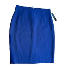 Tahari Arthur S. Levine NWT Blue Fitted Back Zip Knee Length Pencil Skirt Size 8