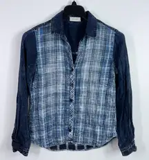 Bella Dahl plaid button down shirt size medium