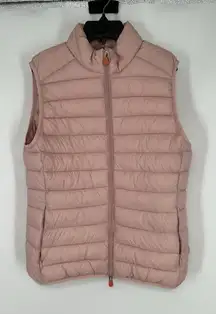 Save The Duck Ultra Light Jacket Vest Puffer Full Zip Up Pink Womens Size Medium