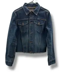 DKNY Denim Jacket Women's Size Large‎ Dark Blue Classic Casual Layering