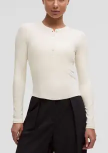 Lululemon Athletica Hold Tight Long-Sleeve Henley- Light Ivory
