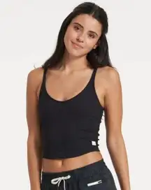 Vuori Women’s XS Rib Crop Tank Solid Black Strappy Back Minimalist Built In Bra