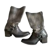 Freebird By Steven Shawna Brown Leather Harness Boots