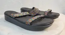 Skechers Womens Sparkle Bumblers Sandals 8 Black Bright Start Luxe Foam Slides