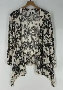 41 Hawthorn Floral Soft Lightweight Knit Stretch Draped Open Front Cardigan‎