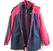NWT  Blue red Vtg Style 3-1 winter Coat