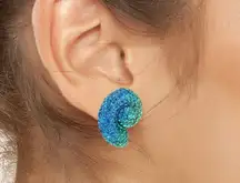 Betsey Johnson MERMAID JEWELS CONCH SHELL STUDS LIGHT BLUE