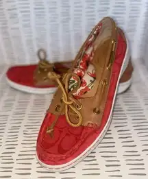 COACH “Richelle” Top Siders Boat Shoes Red Logo Embossed size 7.5