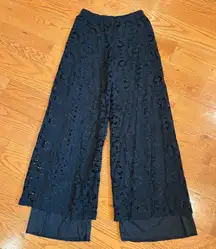 Espresso Black Crochet Wide Leg Pants – Size S
