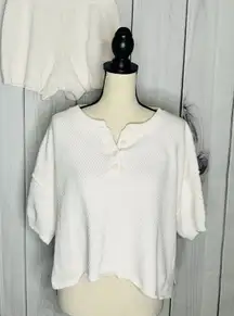 Sincerely Jules White Crop Sweater and Short Lounge Set Knit Sz L