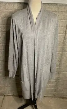 Joan Vass New York Womens Grey Long‎ Sleeve Open Front Cardigan Large