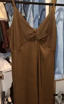 H&M Brown Textured Midi Dress
