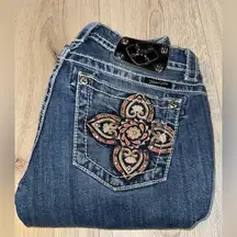 Miss Me straight leg denim Blue Embroidered Women's Jeans