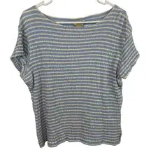 Woolrich Striped Tee S Oversized Lettuce Hem Crepe Plisse