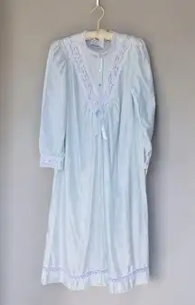 Vtg New Willow Creek Nightgown Cottagecore Romantic Prairie Nylon Cotton Lace Md