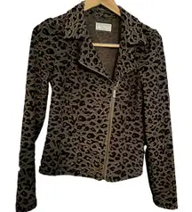 Z SUPPLY | Charley Leopard Motorcycle Jacket \ French Terry | Size Small