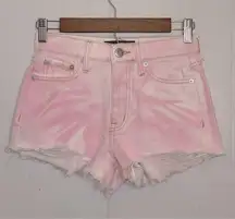 Aeropostale high rise Shorty Denim Shorts Tie Dye pink 000