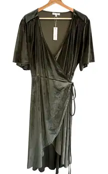 Baltic Born Womens Allison Velvet Wrap Midi Dress Size 2XL Holiday Boho Formal