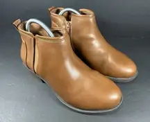 Lane Bryant Dream Cloud Side-Dip Ankle Boot, Cognac Faux Suede, Size 10W